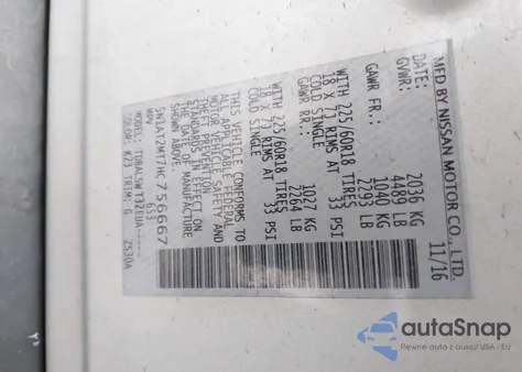 2017 Nissan Rogue Sl from USA, damaged, VIN 5N1AT2MT7HC756667